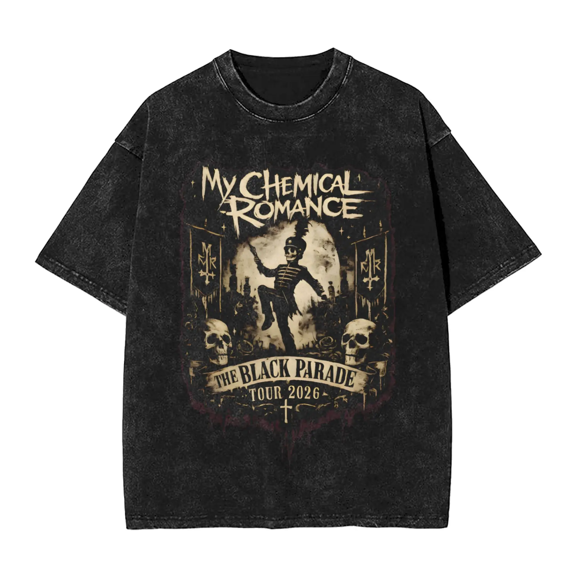 The Black Parade 2026 Music My Chemical Romance mcr Merch Washed T Shirt Men Women Streetwear Hip Hop T-Shirts