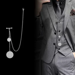 Korean Fashion Tassel Chain Brooches for Men Shirt Suit Collar Pins Gold Sliver Color Luxulry Jewelry Badge Accessories