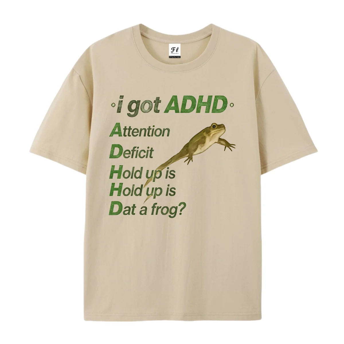 Humorous ADHD Frog Meme Graphic T‑Shirt Funny Sarcastic Letter Print Casual Crew Neck Short Sleeve Tops Novelty Joke Tees for Me