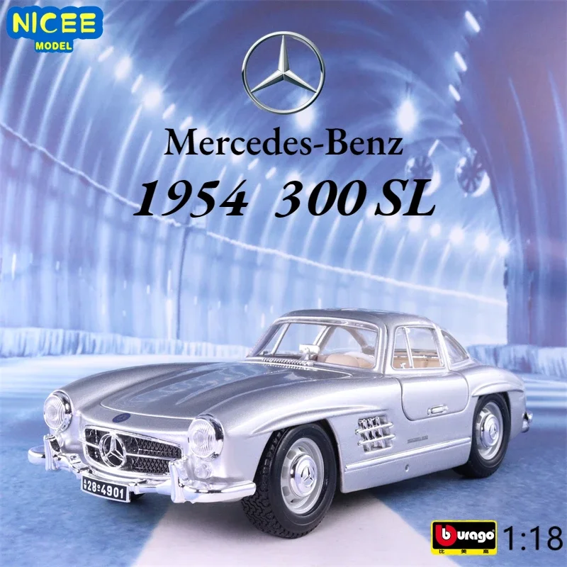 

Bburago 1:18 1954 Mercedes-Benz 300 SL Sports Car High Simulation Alloy Diecast Metal Toy Car Model Collection kids Gifts B335