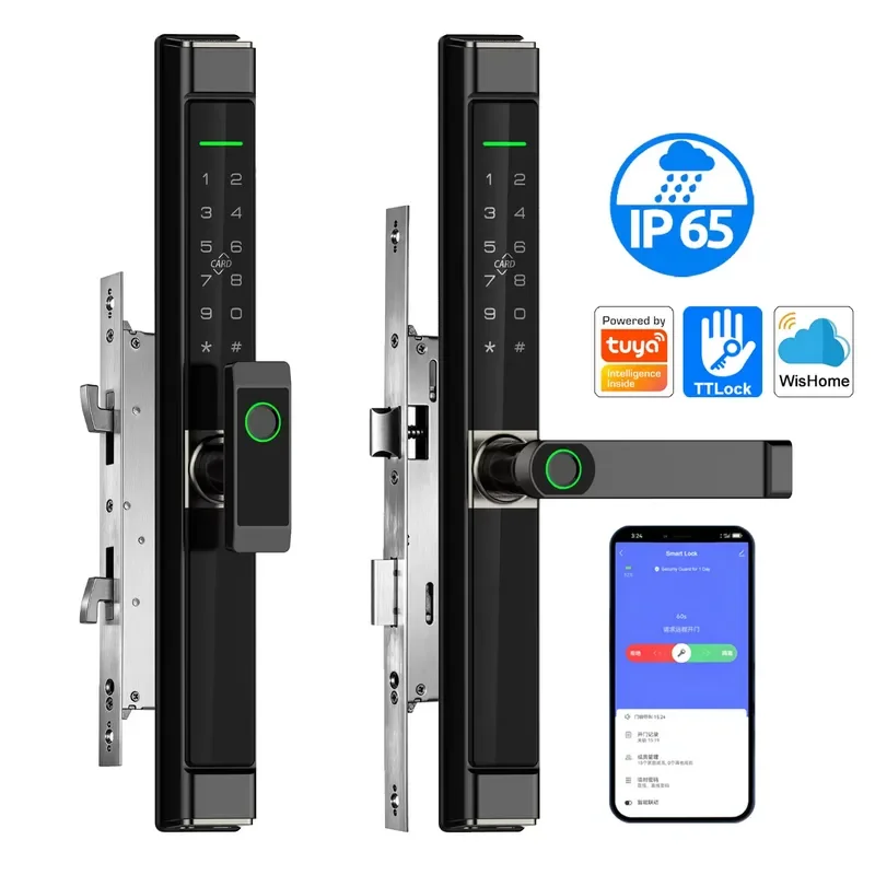 2026 Zinc Alloy Keyless Entry Smart Lock with Wi-Fi & for for Glass/Pivot Doors IP65 Waterproof