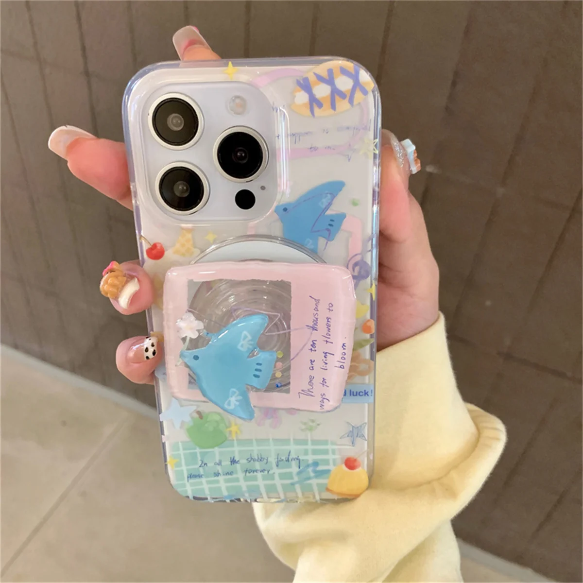 

Fashion Cute Bird Magnetic Phone Case For iPhone 16 Pro 15 14 13 Pro Max Cover with Stand Holder For Magsafe Cartoon Cases