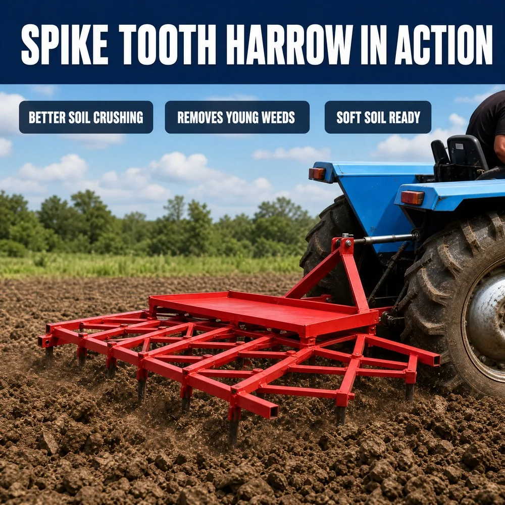 Working Width 20-60HP 3-Point Hitch Ground Prep Better Crushing Remove Weeds Soft Soil Tillage Spike Tooth Harrow 1200-2400mm