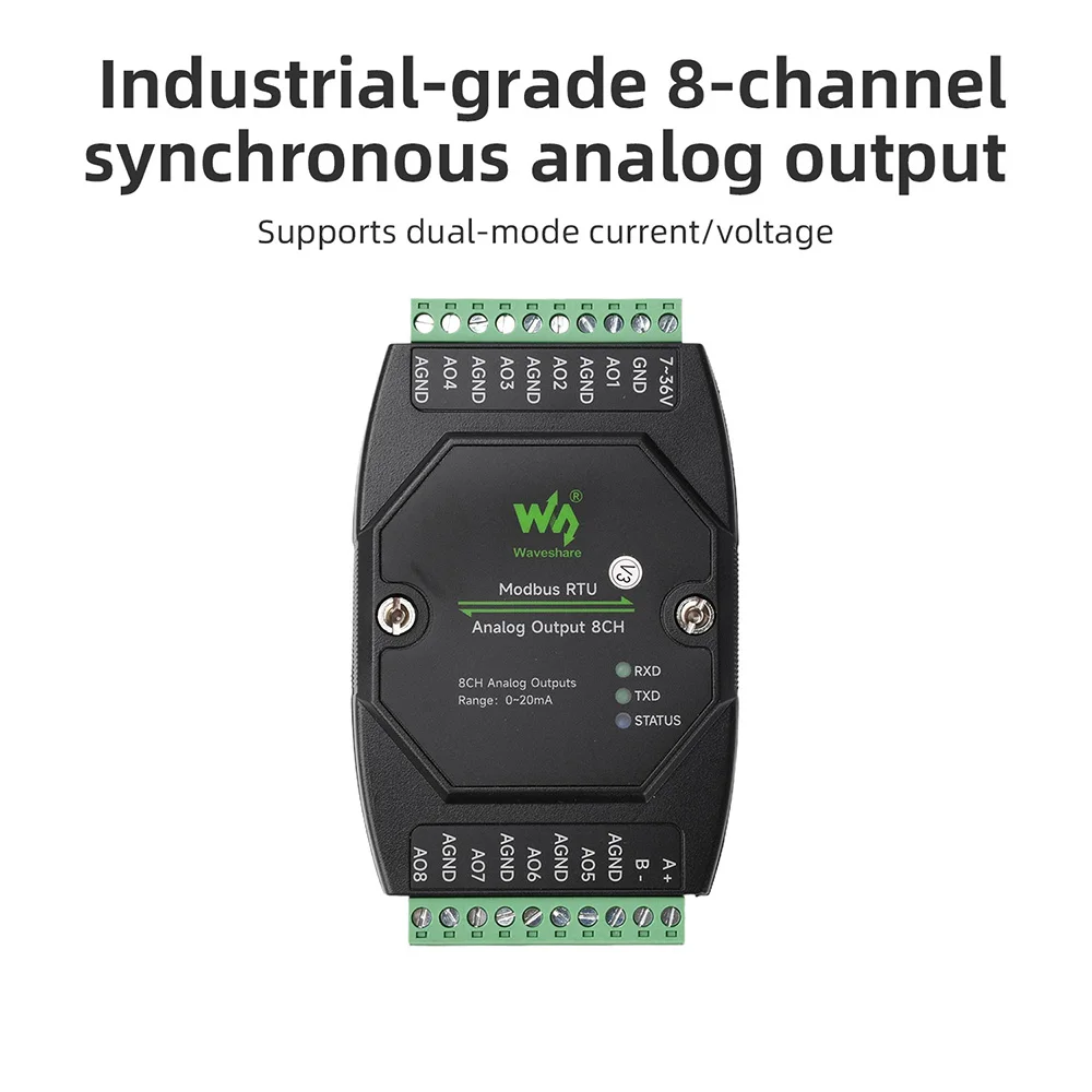 RS485 Industrial 8CH Analog Acquisition Module Modbus RTU Protocol 12 Bit High Precision Supports Voltage or Current Acquisition