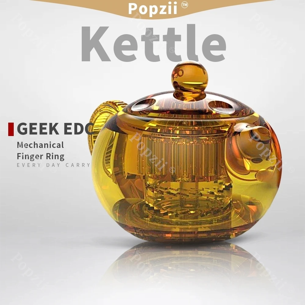 GEEK EDC PEI 케틀 기계식 핑거 링 다기능 피젯 토이 기계식 라쳇 스피닝 탑 불안 완화 장난감