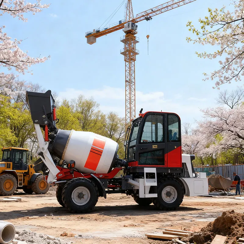 Compact 1.5m³ Rubber Crawler Self Loading Mixer for Narrow Road and Hillside Work Rubber Crawler Concrete Mixer
