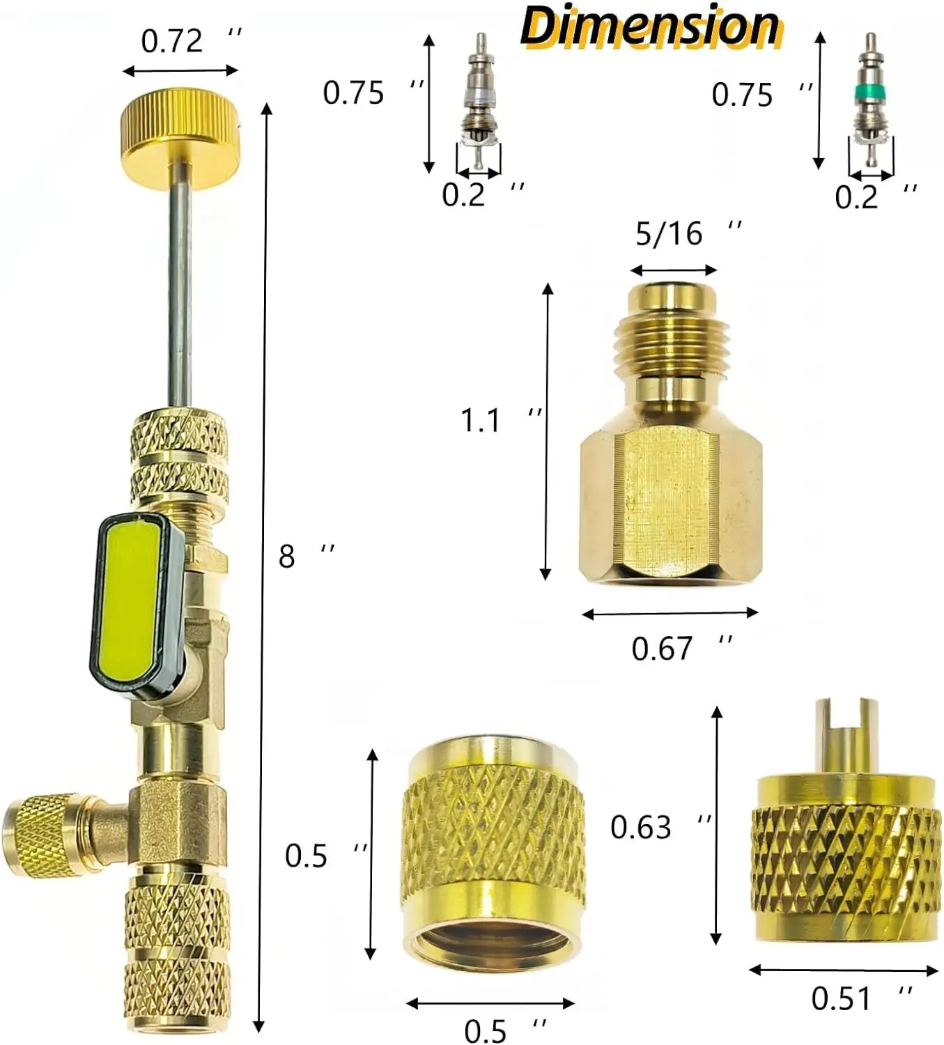 Valve Core Remover Installer for HVAC R410A R22 Refrigeration Air Conditioning A/C Line Repair Tools