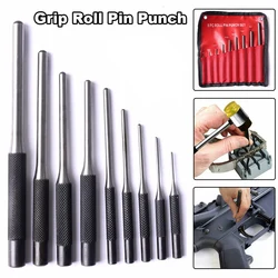 Rolo de aço forjado Pin Punch Set Kit de ferramentas, Roll Up Pouch Case para Gunsmithing Jóias, Watch Repair Remover, 9 Pcs