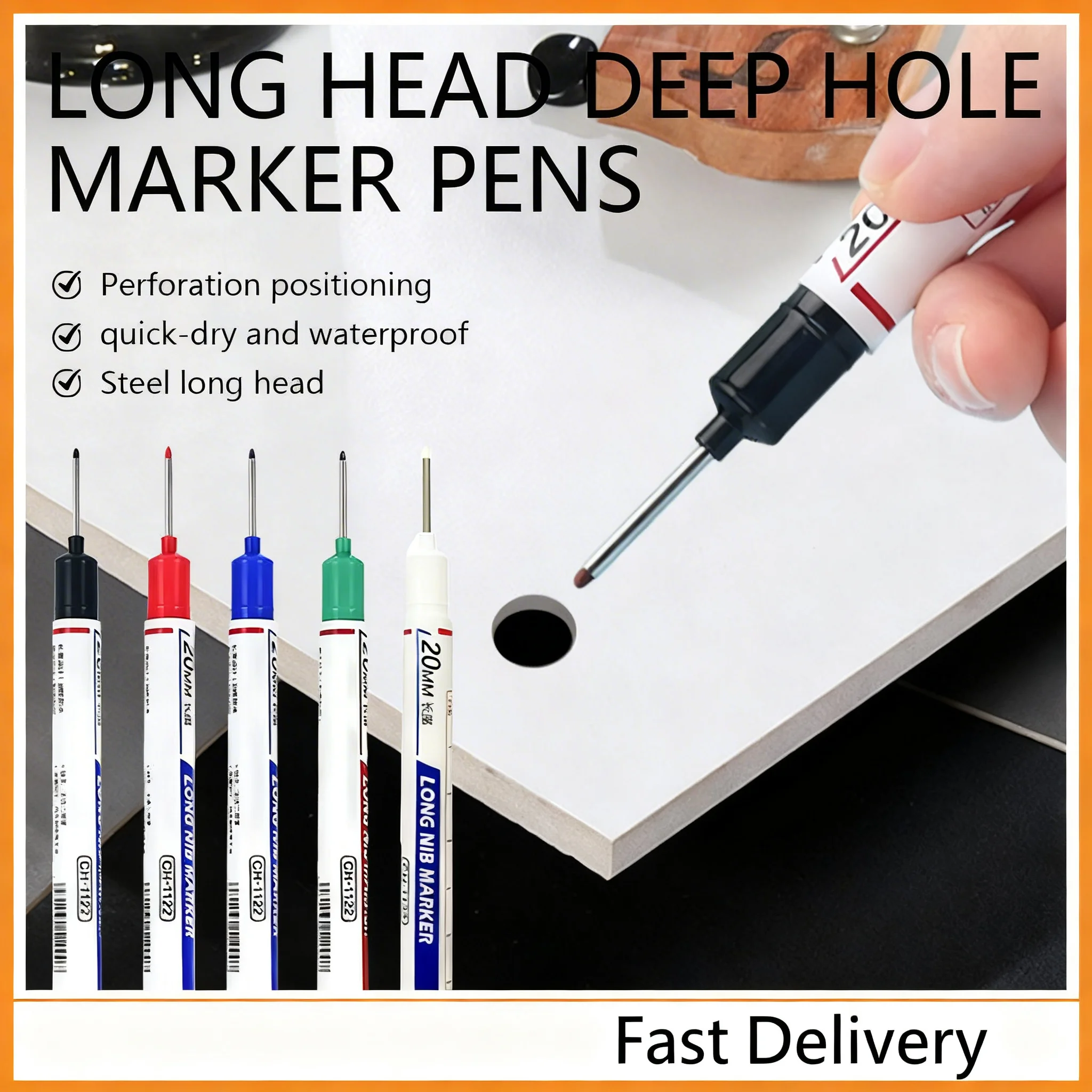 NEW 20mm Deep Hole Long Nib Head Markers For Metal Perforating Pen Waterproof Bathroom Woodworking Decoration Multi-Purpose