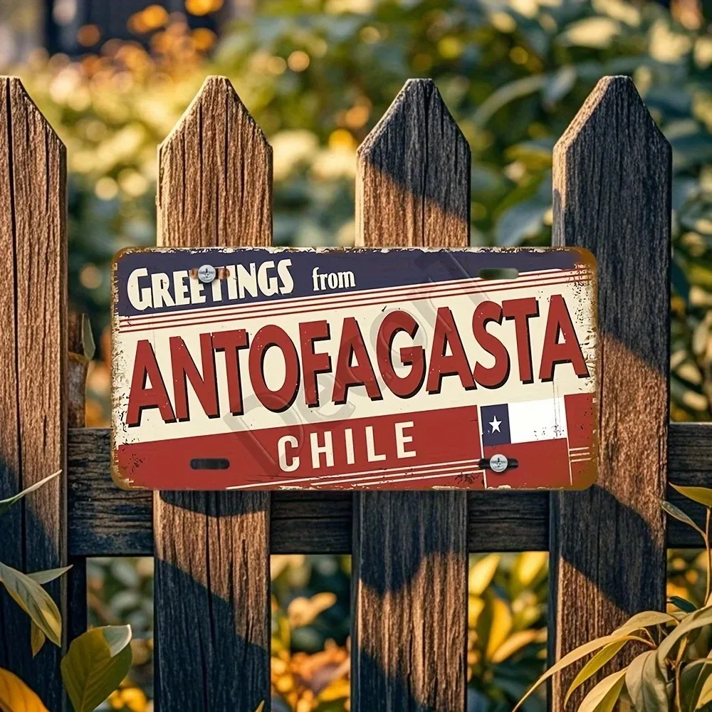 1pc Customizable 2D Flat Antofagasta Chile Metal Plaque 6x12in, Vintage Travel Wall Ornament for Home Garage (Decor Only)