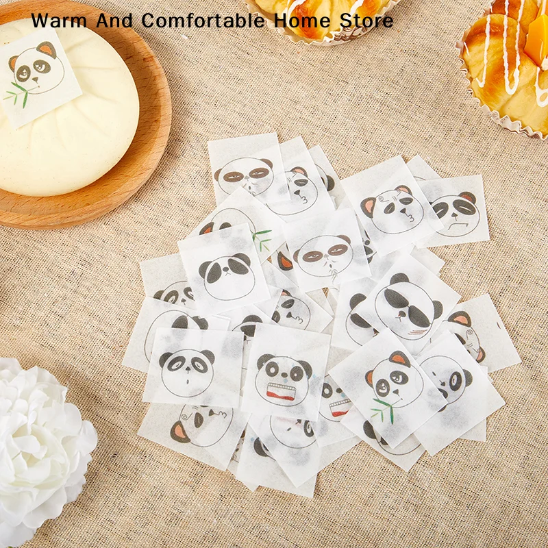 【W】42Pcs/Box Edible Glutinous Rice Paper Steamed Buns Cartoon Stickers Candy Sugar Coated Wrapping Stickers Baking Paper