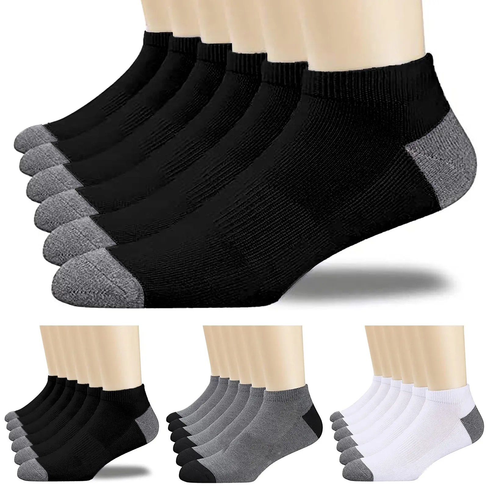 

3 Pairs Of Men'S Casual Sports Fashion Trend Wear Cotton Breathable And Comfortable Socks Contrast Color Unisex Slim Short Socks