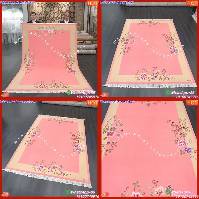 CECertificate 168x244cm Pink 100% Hand Knotted Handmade Wool Chinese Carpet