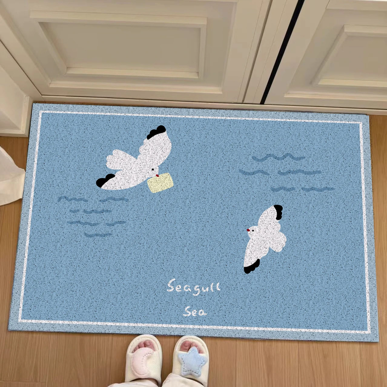 

Blue Sea Mew Door Mat Cute Rustic Floor Entry Doormat for Home Decor