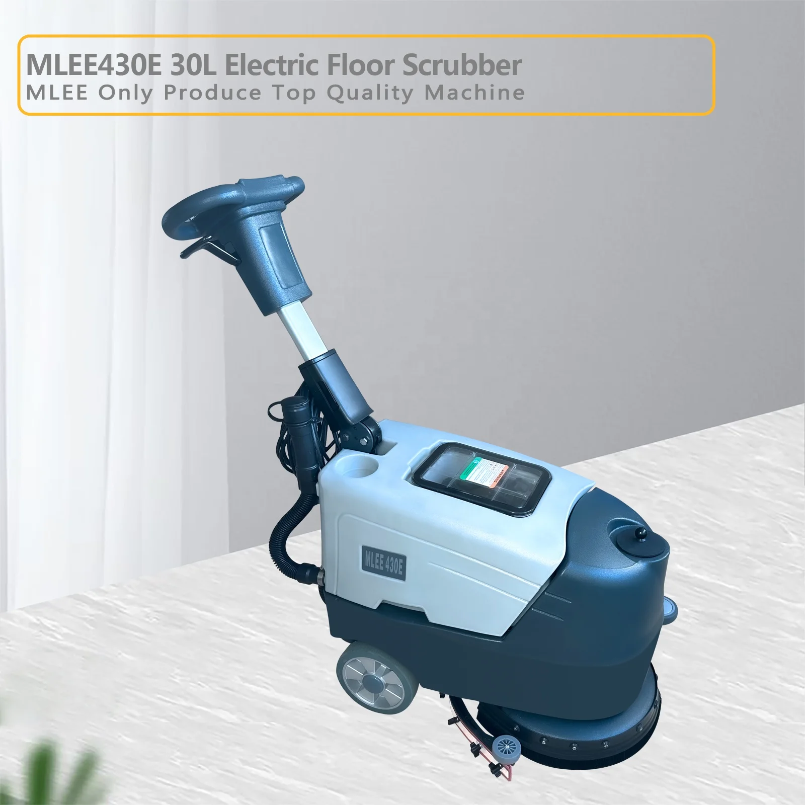 New MLEE430E Electric Walk-Behind 17 Inch Mini Warehouse Epoxy Floor Scrubber with 15M Cable 25L Solution Tank & 2-Year Warranty