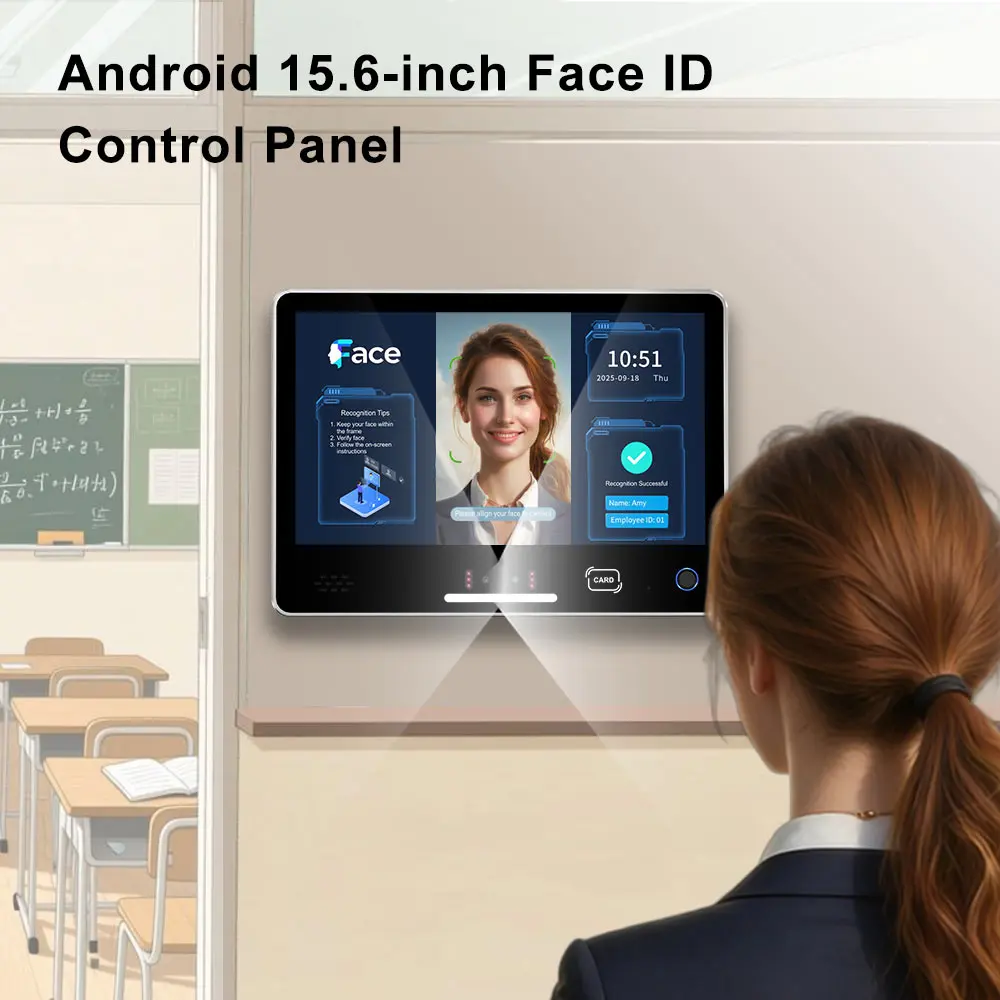 Android 11 RK3568 Binocular Camera 15.6 Inch Touch Screen Fingerprint Palm Vein Face Recognition Access Control Panel Sever Rack