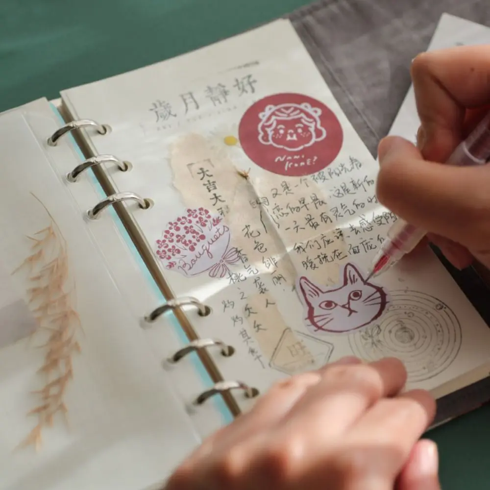 90Sheets Flower Cloth Notebook Chinese Style Blank Grid Loose-leaf Notebook Student Diary Stationery Office Notebook Stationery