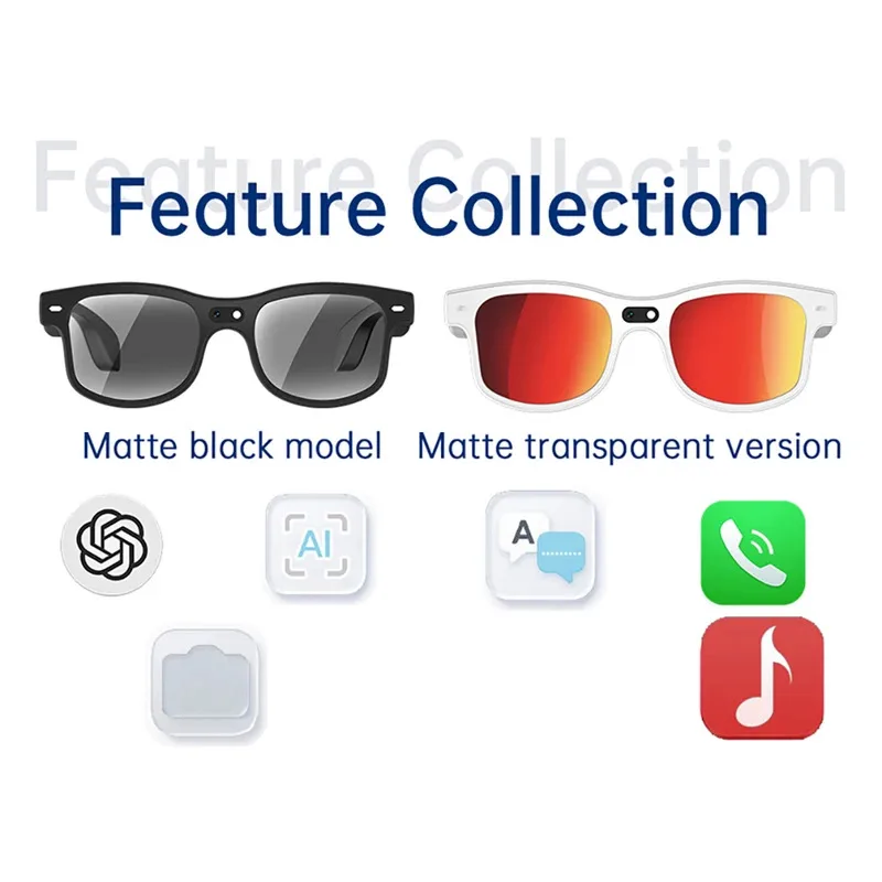 Fashion Sunglasses Cycling Smart Glasses Sports Drive Blue Tooth Call Glasses 8MP Camera Real-Time Translation Video Recording