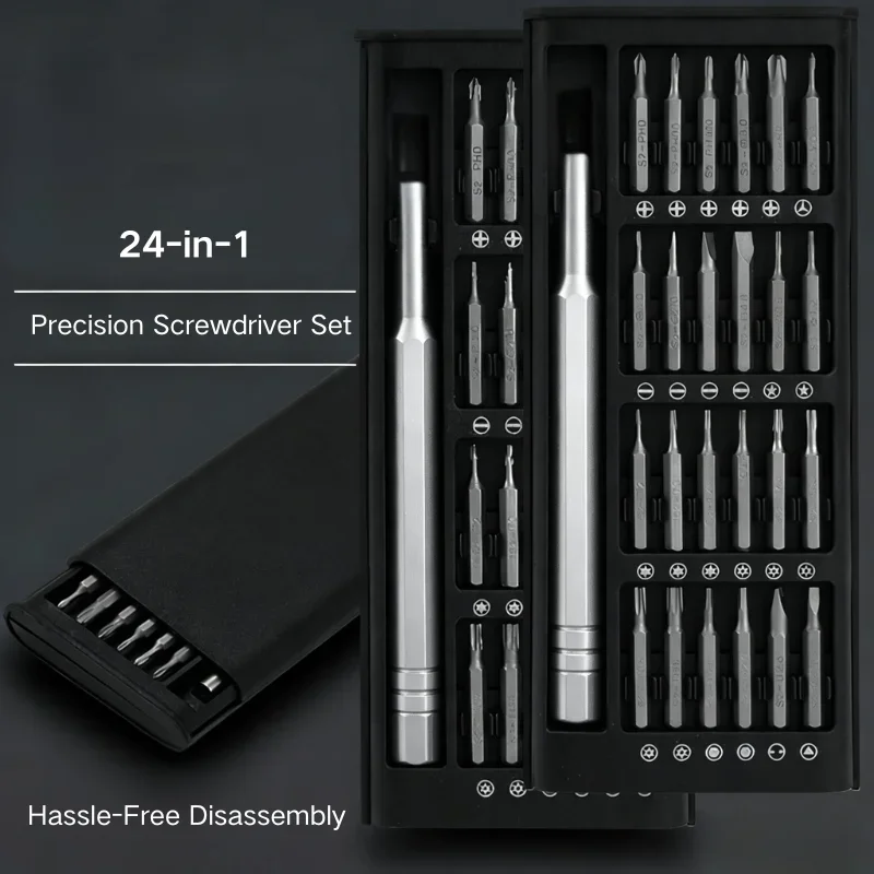 24-in-1 Precision Magnetic Screwdriver Set – Hardened Steel Bits, Ergonomic Handle, Compact Kit for Phone, Laptop & Electronics