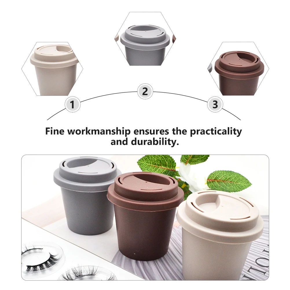 

3 Pcs Coffee Cup False Eyelash Storage Case Holder Wrapping Nail Organizer Packing Plastic Female Container