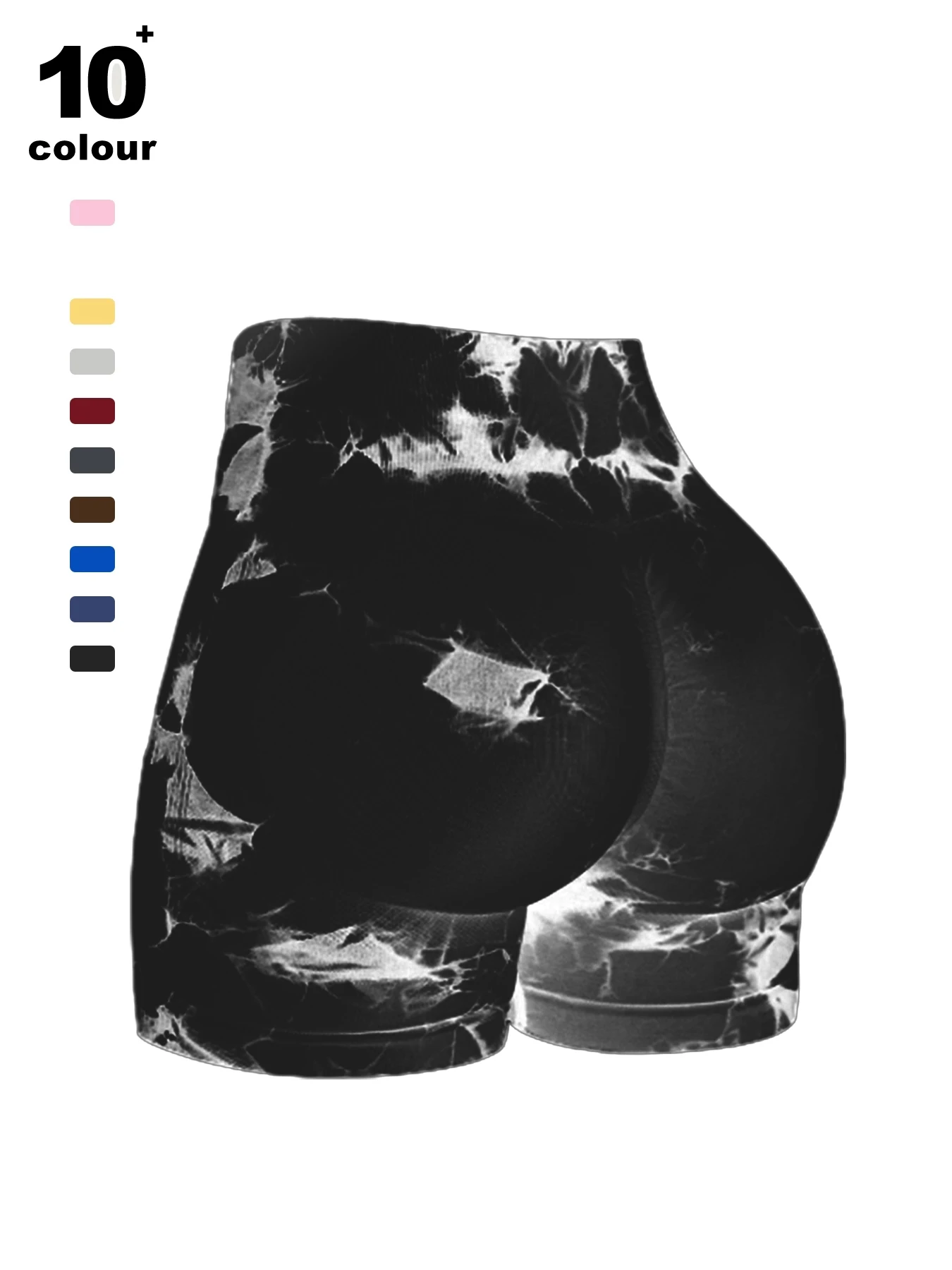 Seamless Tie Dye Yoga Shorts Women High Waist Scrunch Butt Lifting Gym Fitness Workout Shorts Tummy Control Push Up Booty Sport