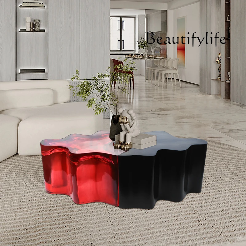 

Living room household tea table small apartment coffee table splicing transparent resin acrylic water corrugated coffee table