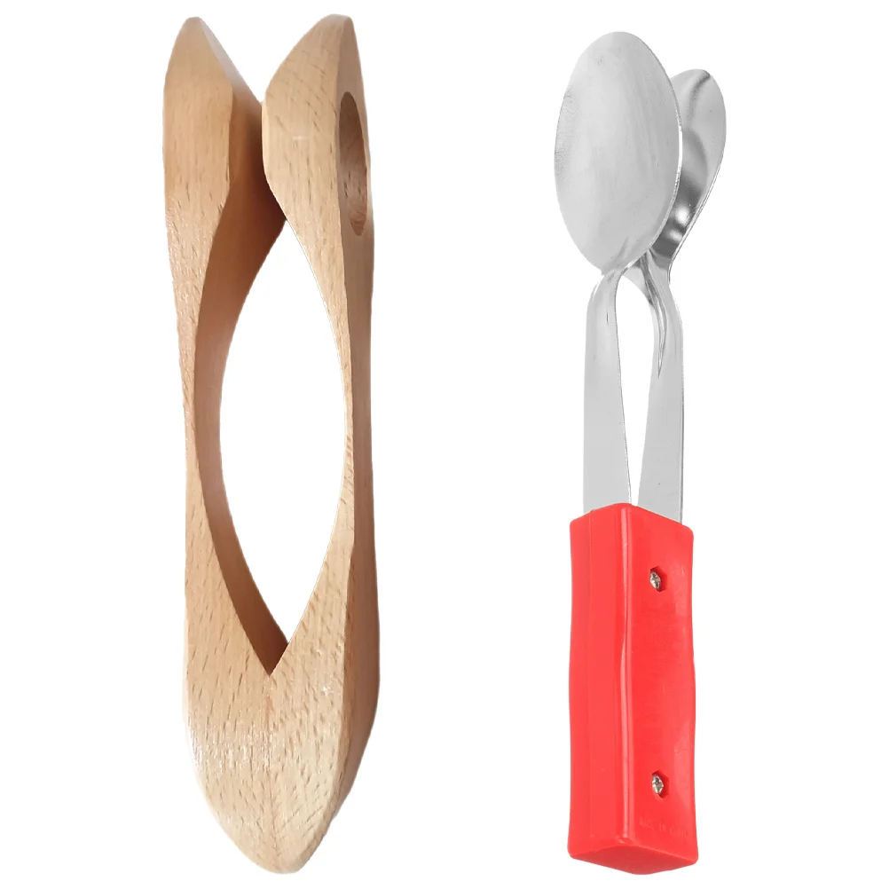 

2Pcs Wooden Musical Spoons Lightweight Spoon Percussion Instruments for Education Parties Performances Hand Music