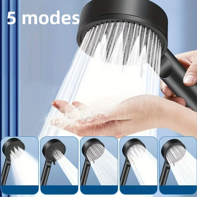 

Душевая лейка для ванной комнаты с 5 режимами, высоким давлением, экономией воды, напорная, для спа-процедур, ручная, с функцией смесителя для раковины