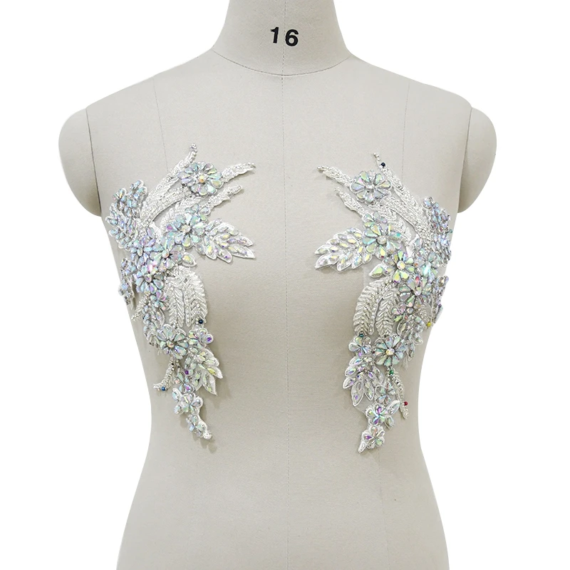 

Colorfull Embroidery Rhinestone Applique Bodice For Patch DIY WDP-296