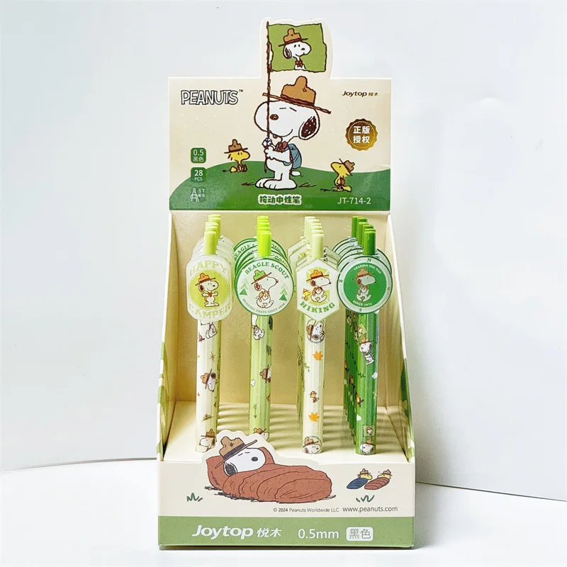 

28pcs Cartoon Snoopy Press Neutral Pen Cute Resin Patch 0.5 Black Student Office Writing Supplies Stationery Gift Wholesale