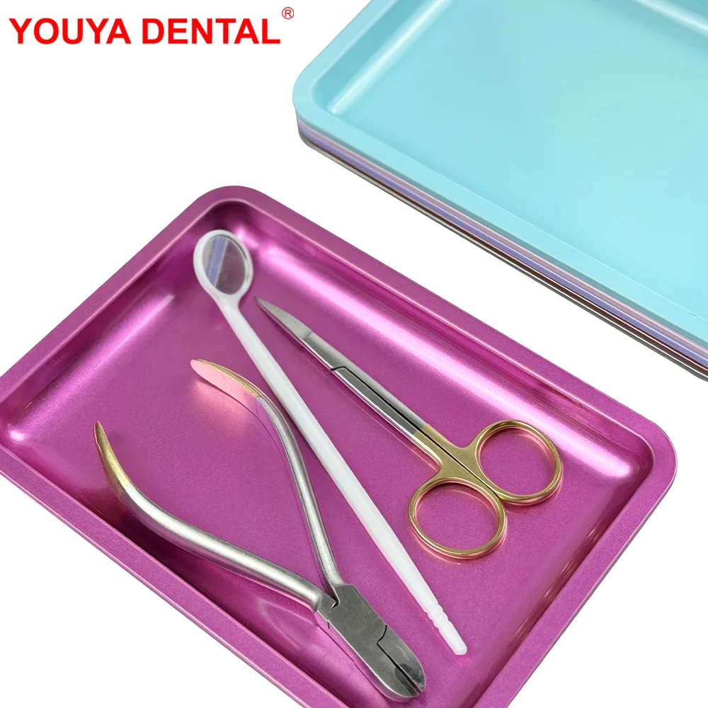 

Dentistry Instruments Stainless Steel Tray Colorful Dental Instrument Sterilization Tray Medical Disinfection Flat Trays Rack