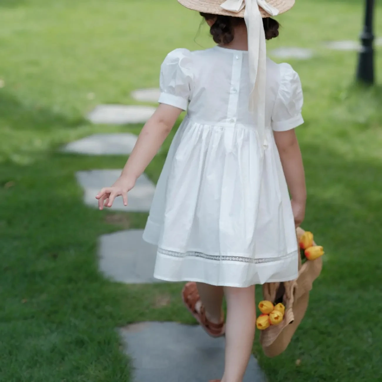 Toddler Baby Summer White Princess Dress Children Short Puff Sleeve Cotton Casual Dresses for Girls Daily Outfits Clothing 6 7 8