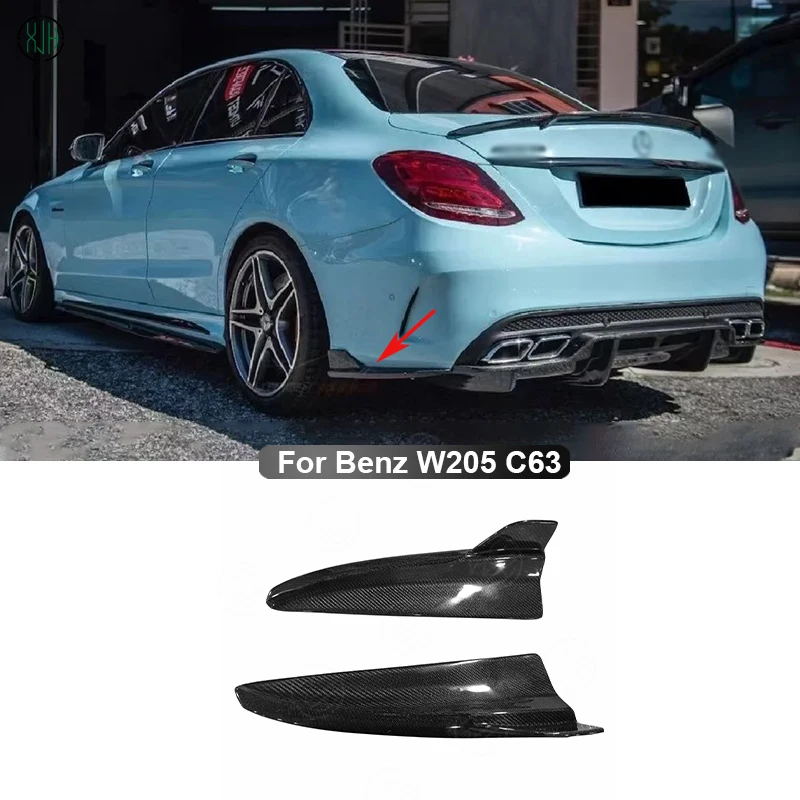 Carbon Fiber Car Rear Bumper Splitters Lip Diffuser Canards Flaps Apron Parts For Mercedes Benz C Class W205 C200 C300 C450 C63