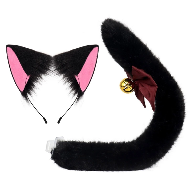 

Cats Costume Accessories with Cats Ears Headband Furry Tail for Women Kid Girl Masquerade Christmas Halloween Dress up