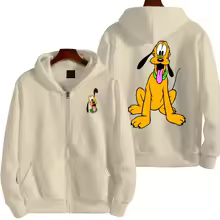 Pluto Men Cartoon Double Sided Zip Hoodie