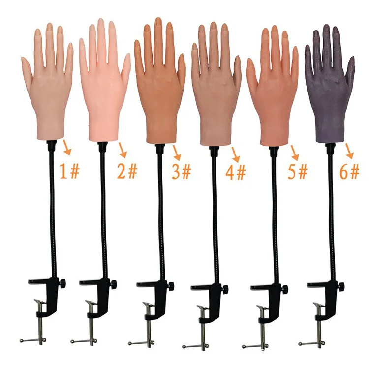 Silicone Mannequin Display Flexible Movable Nail Practice Hand Artificial Simulation Hand Finger Display Bracket for Acrylic