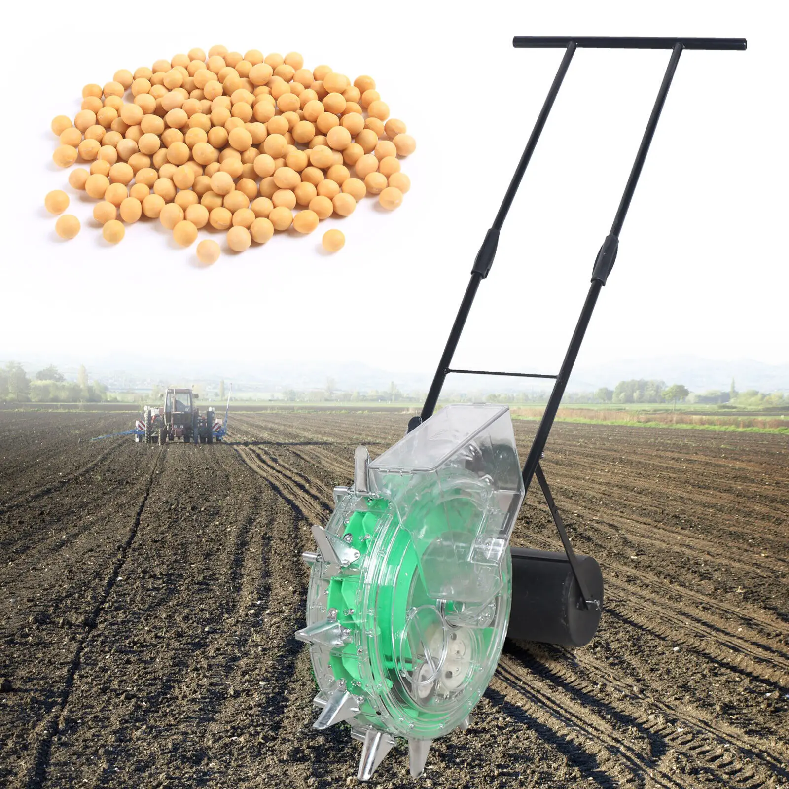 Precision Sowing Hand Push Garden Seeder and Fertilizer Machine Corn Soybeans Planter Lawn