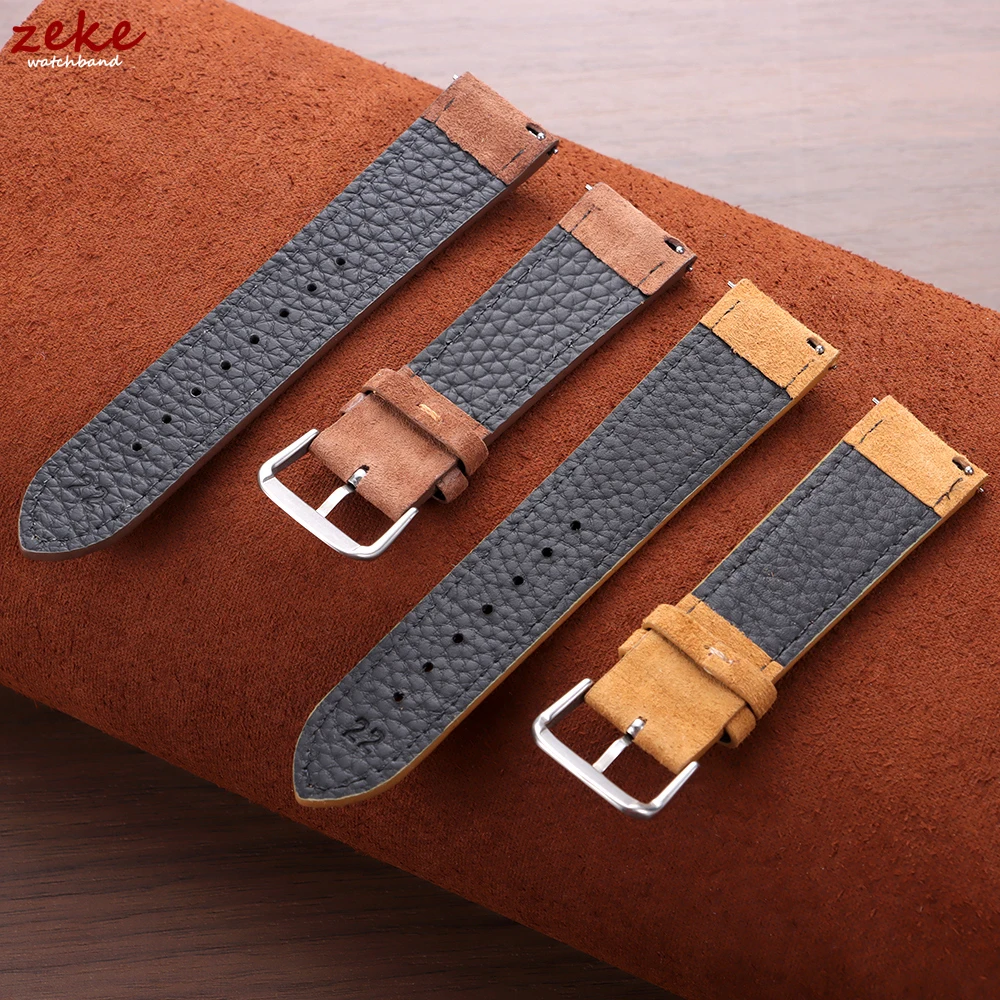 Genuine Suede Leather Watch Band 18mm 19mm 20mm 22mm Straps Universal Quick Release Bracelet Vintage Brown Beige Black Wristband