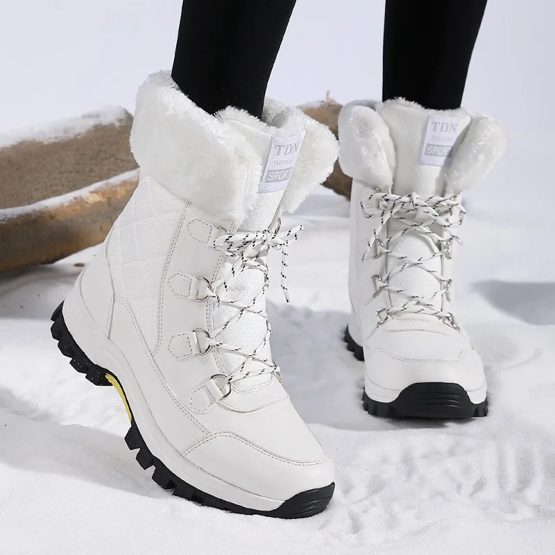 

Women Boots Winter Luxury Platform Waterproof Snow Boots Fur Warm Non-slip Thicken Mountaineering Outdoor Travel Shoes Plus Size