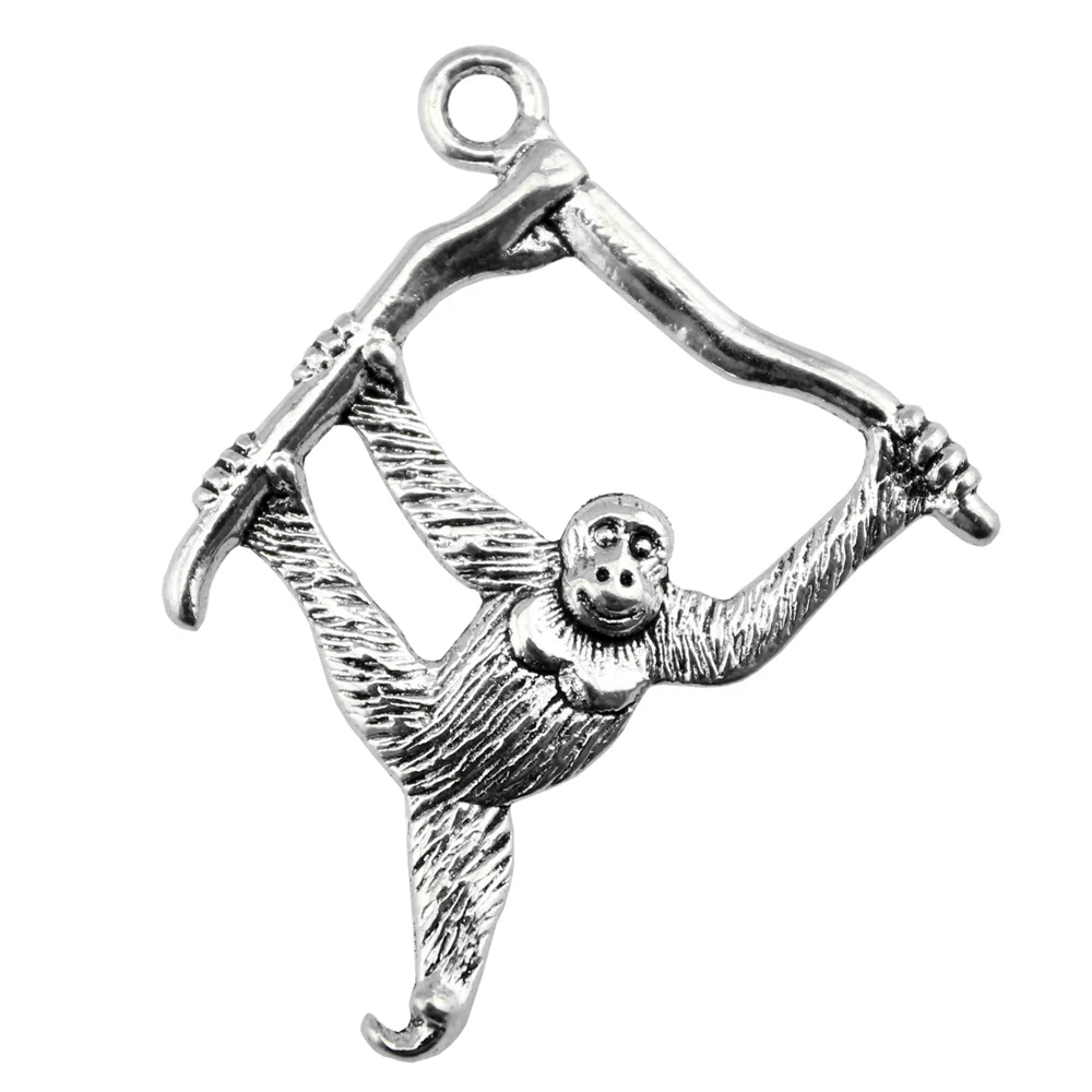 3pcs/lot 39x32mm Orangutan Monkey Charms For Jewelry Making Antique Silver Color 1.54x1.26inch