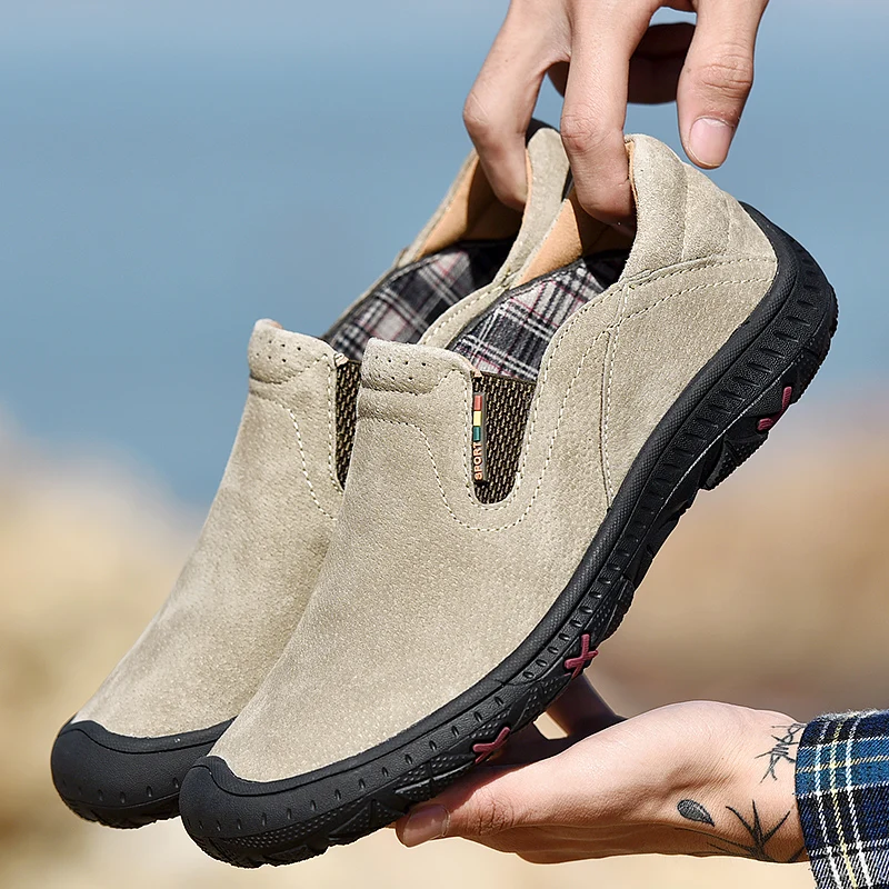 Outdoor Hiking Men Shoes Casual Sneakers Slip On Loafers Men Driving Soft Leather Shoes Men Hot Sale Zapatillas Hombre 2024