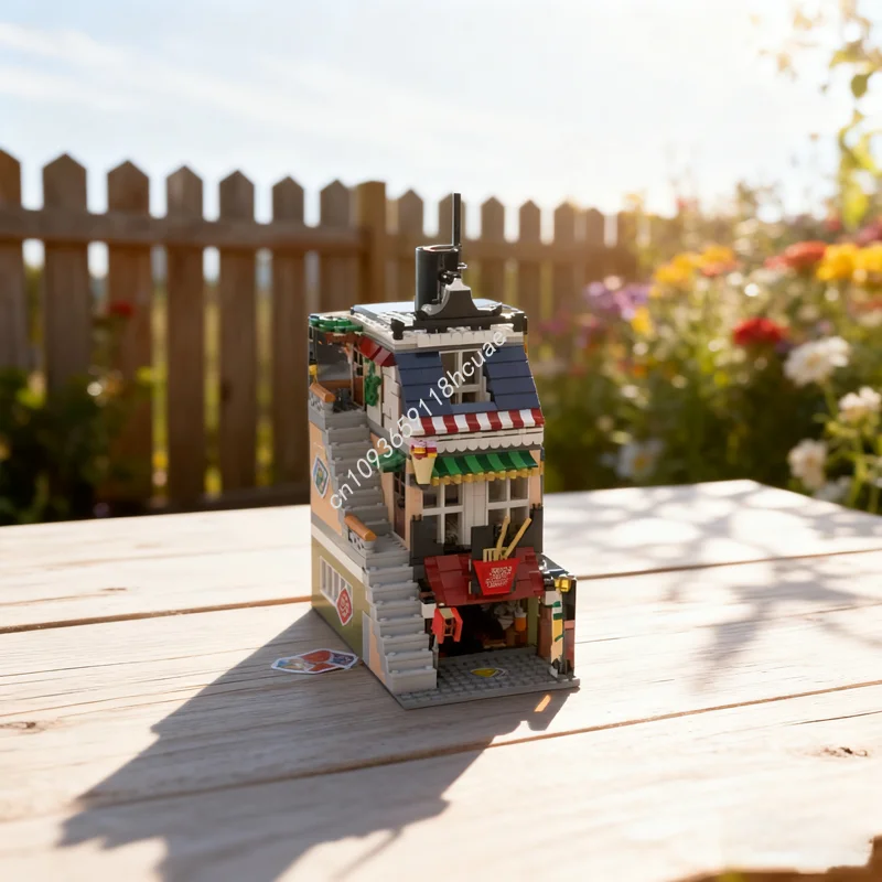 

1431 шт. MOC Ramen House и магазин подарков, модульная модель, строительные блоки, сборка, креативная рождественская образовательная игрушка, детский день рождения