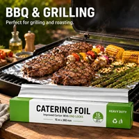 Heavy Duty Aluminium Foil Roll (15m x 380mm ) – Commercial Catering Tin Foil Wrap for BBQ Grilling, Oven Baking, Roasting & Food Prep, Dispenser Box with End Locks 5