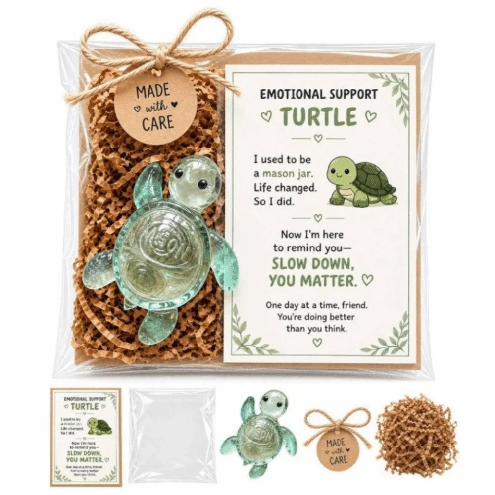 Cute Emotional Support Animal Gift Set Inspirational Card Heartwarming Encouragement Card Gift Kit Resin Motivational