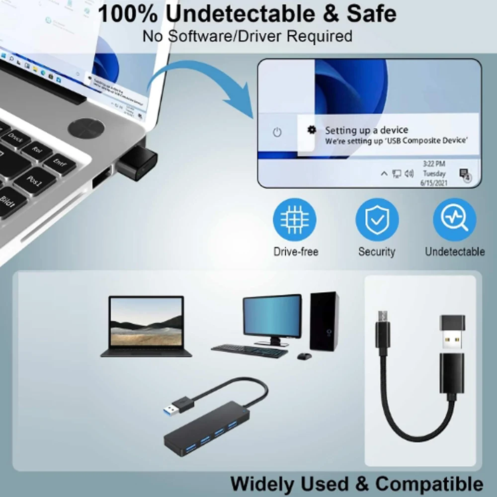 ماوس USB صغير Jiggler محرك ماوس غير قابل للاكتشاف مضاد لبرمجة الكمبيوتر مع وضع منفصل وتشغيل/إيقاف #4