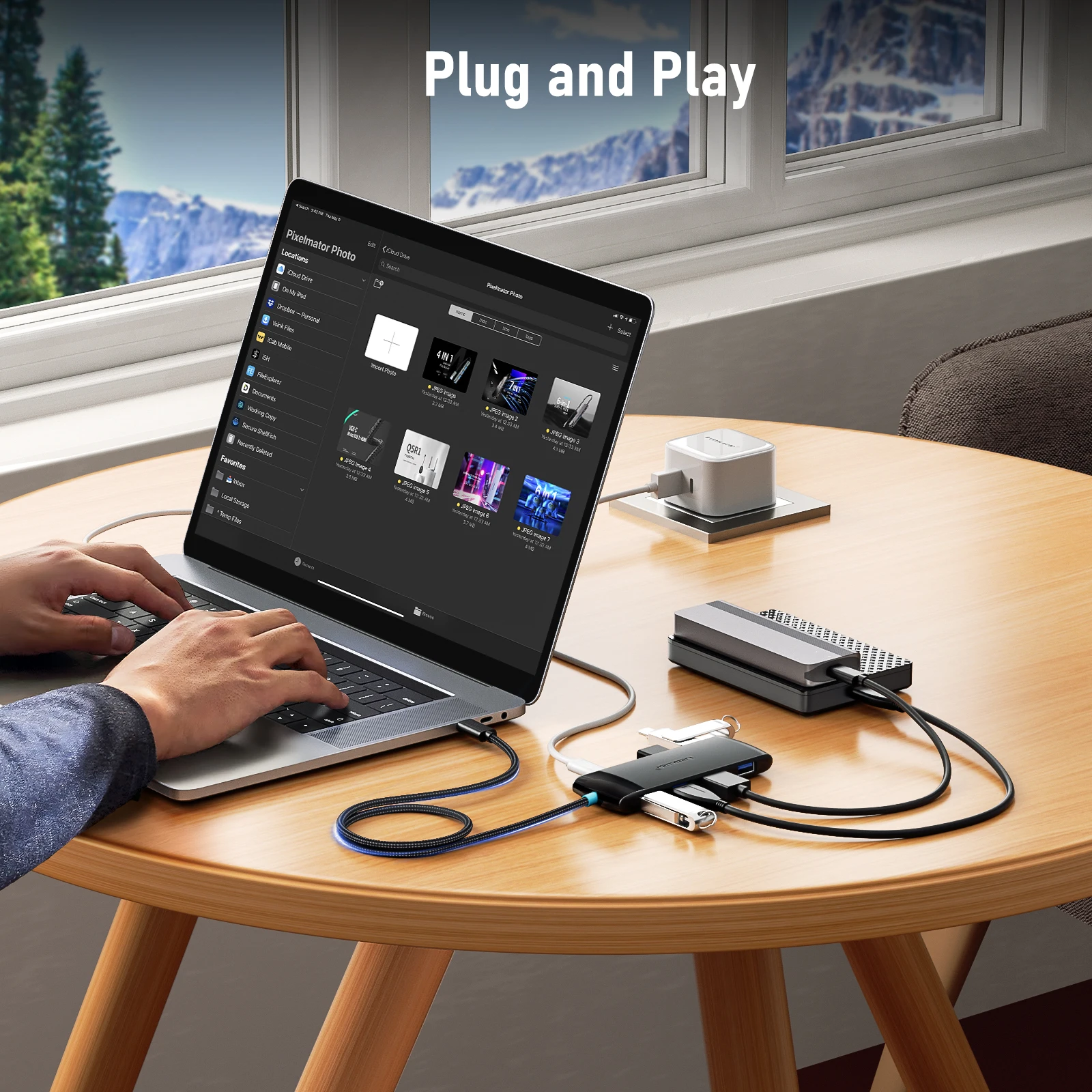Lemorele TC110 8-portowy koncentrator USB typu C 10 Gb/s USB typu C na USB 3.2 Gen Data 3-portowy koncentrator do komputerów Akcesoria biurowe — zdjęcie produktu 6