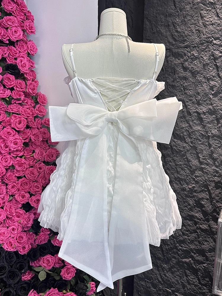 REDDACHiC المرأة القوس قطار توتو ثوب الماس حزام الأبيض الدانتيل يصل حمالة مشد فستان قصير الأميرة عيد ميلاد ملابس للحفلات #6