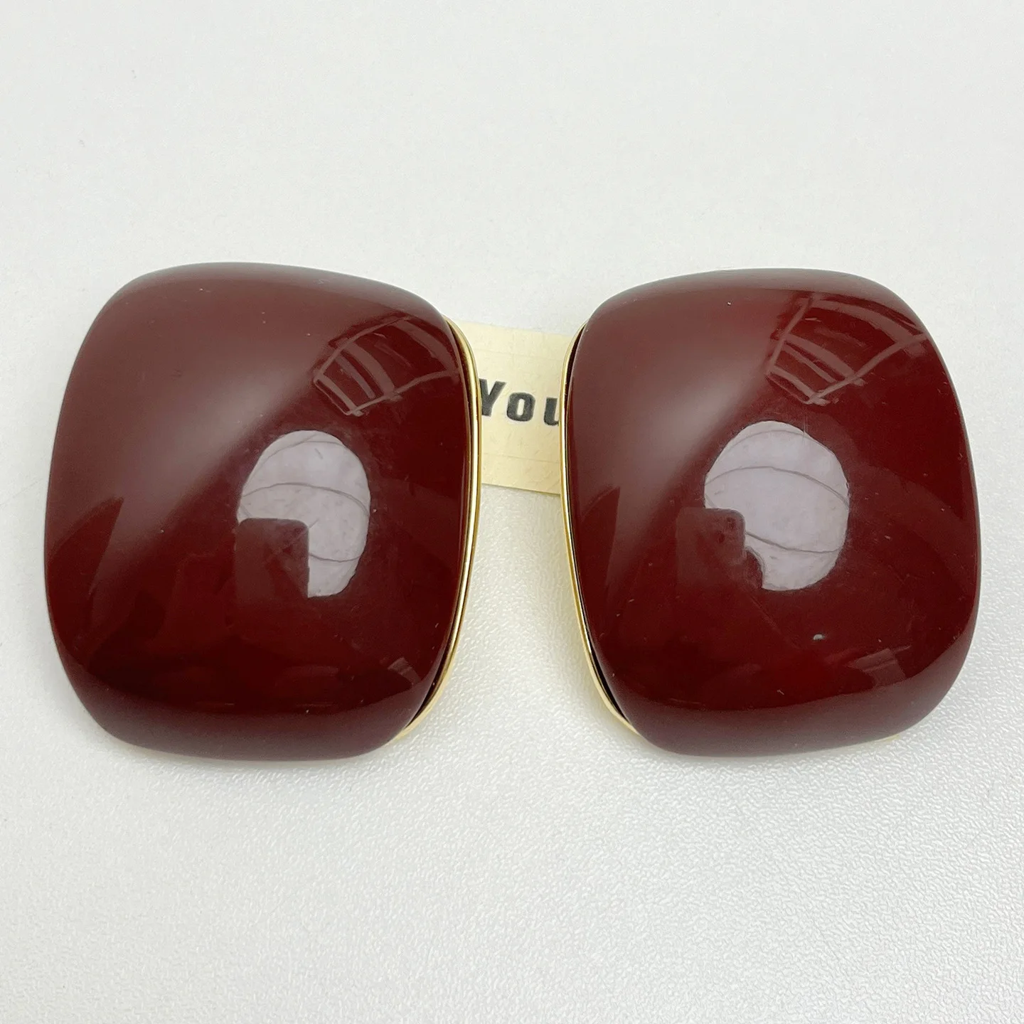 2025 New Women Statement Earrings Exaggerated Arc Square Resin Earrings Autumn Winter Retro  Fashion Ear Studs Vintage Jewelry