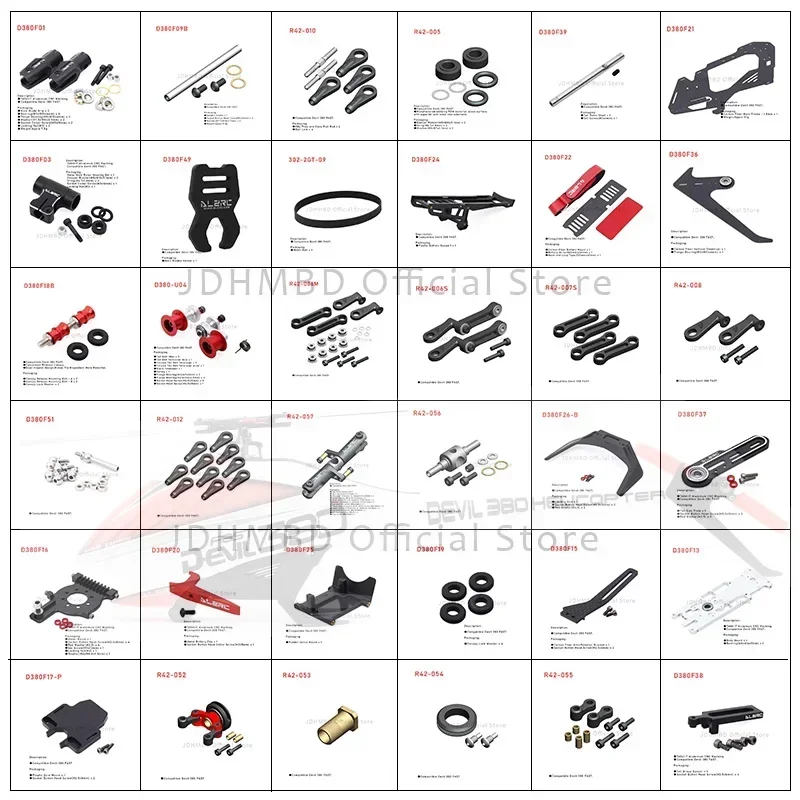 ALZRC - Devil 380/420 FAST  Helicopter Spare Parts Main Rotor Holder Set Landing Skid Feathering Shaft