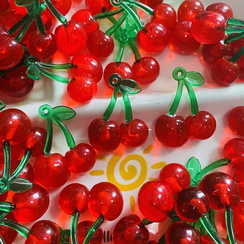 سحر قرط كرز أحمر أكريليك ، سلسلة مفاتيح أنيقة سهلة الاستخدام ، قلادة على شكل قطرة للأذني ، ملحقات صنع المجوهرات ، بيع بالجملة ، من من من من من الأكريليك